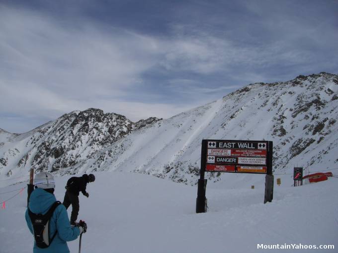 Entrance to hike to Upper East Wall Terrain at Arapahoe Basin