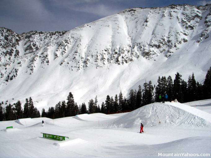 A-Basin: Terrain park rails and jump