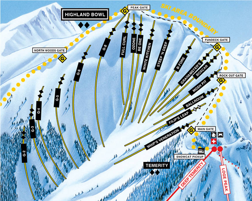 Highland Bowl trail map