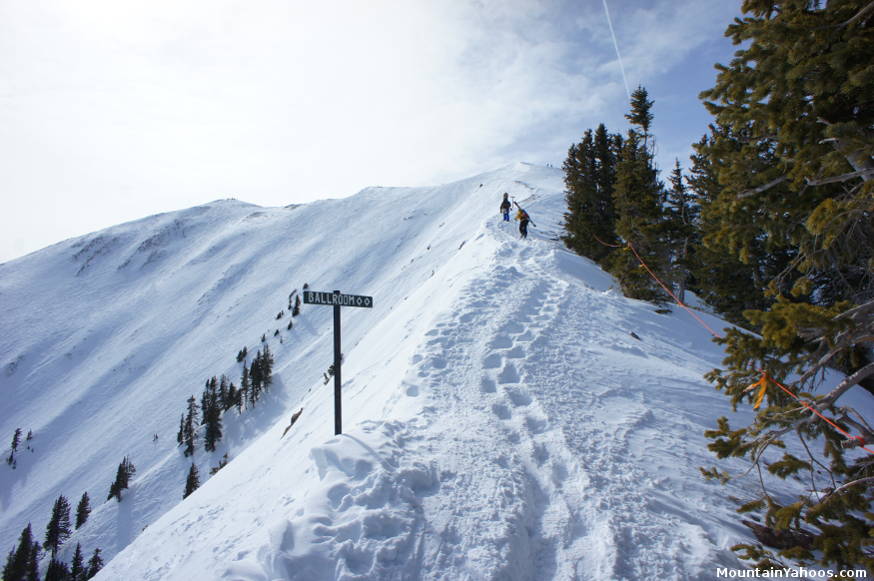 Hiking the ridge to Highland Bowl