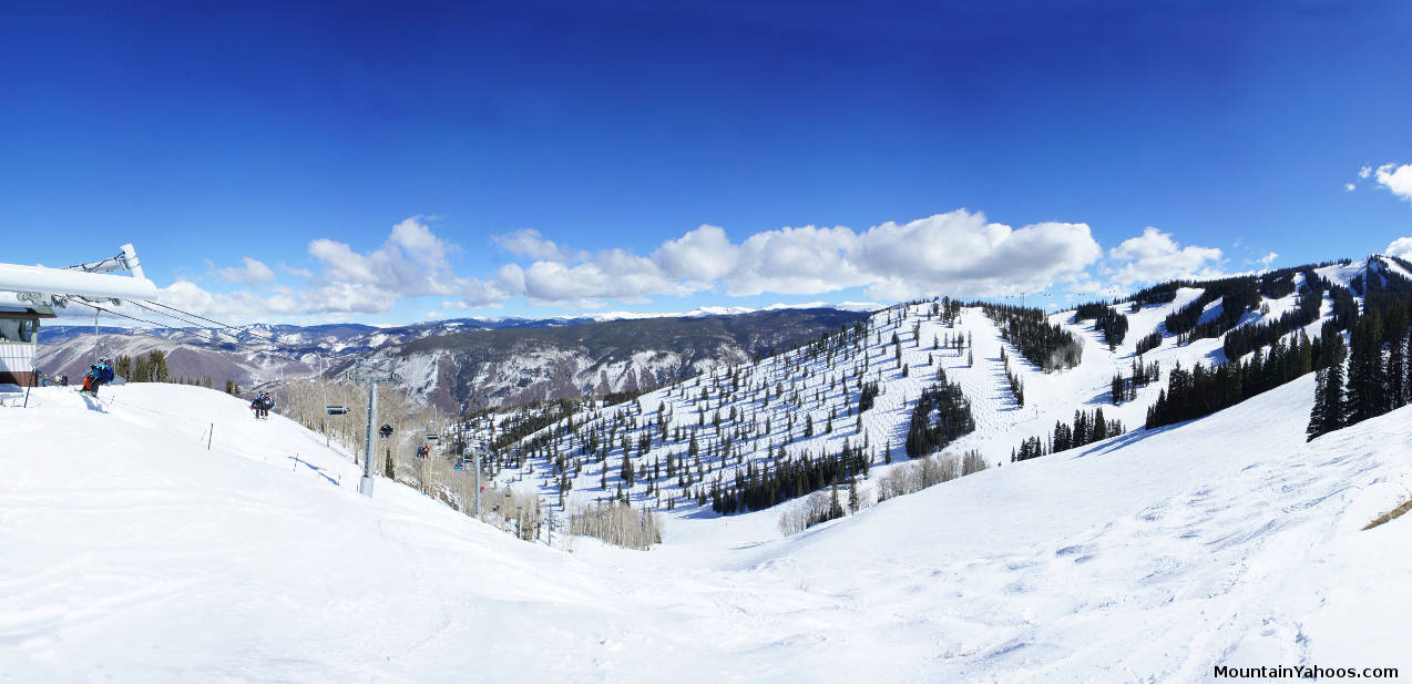 View of Aspen Mountain resort from the top of FIS lift