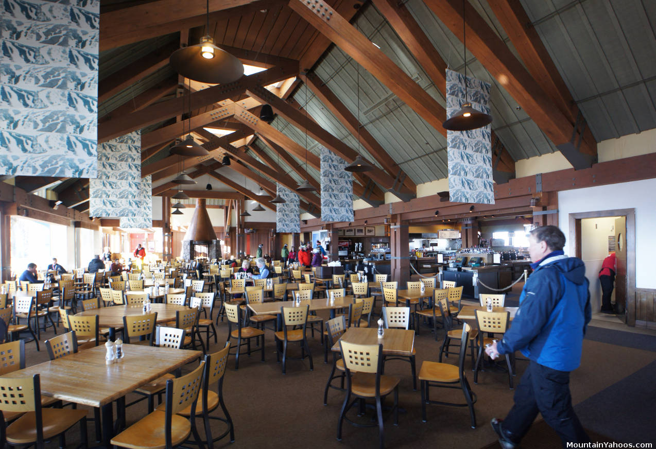 Inside the Sundeck Lodge at the peak of the Silver Queen Gondola