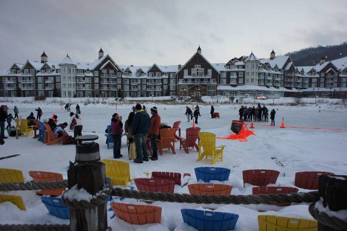 Blue Mountain base village ice skating