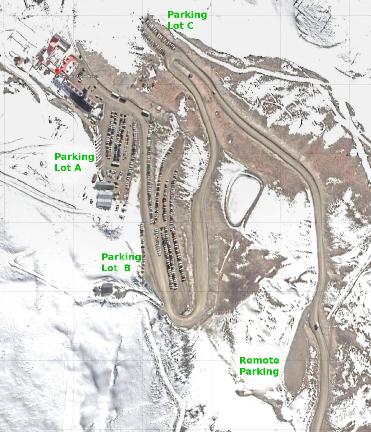 Cardrona main lodge parking lots