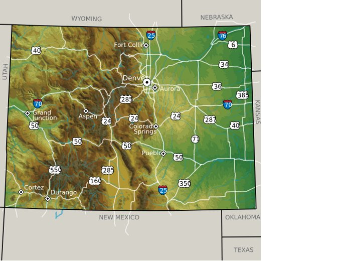 Map of the state of Colorado