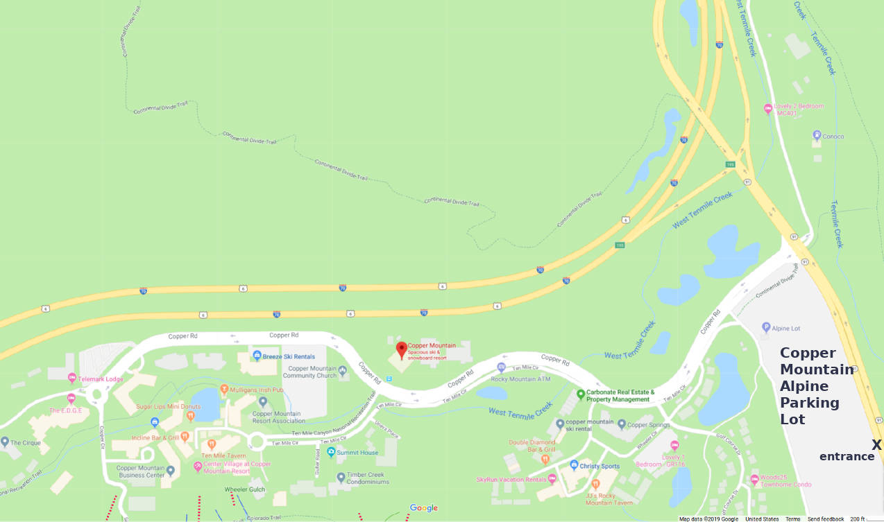 Copper Mountain Alpine parking lot map