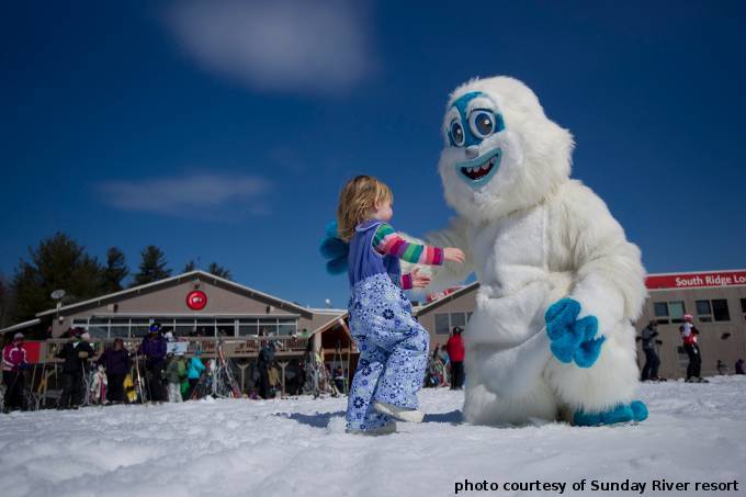 Sunday River ME ski resort mascot Eddy the Yeti