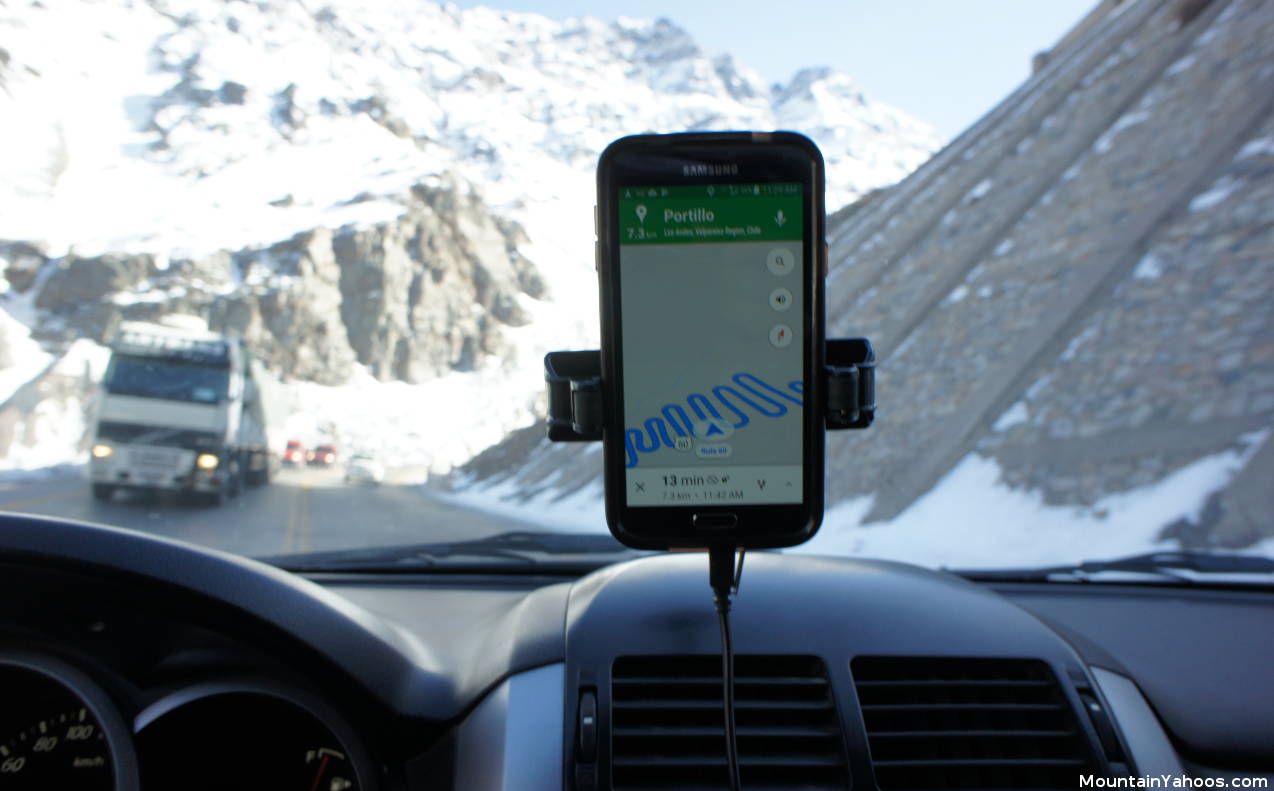 Highway 60 on the way to Portillo - GPS view of the windy road