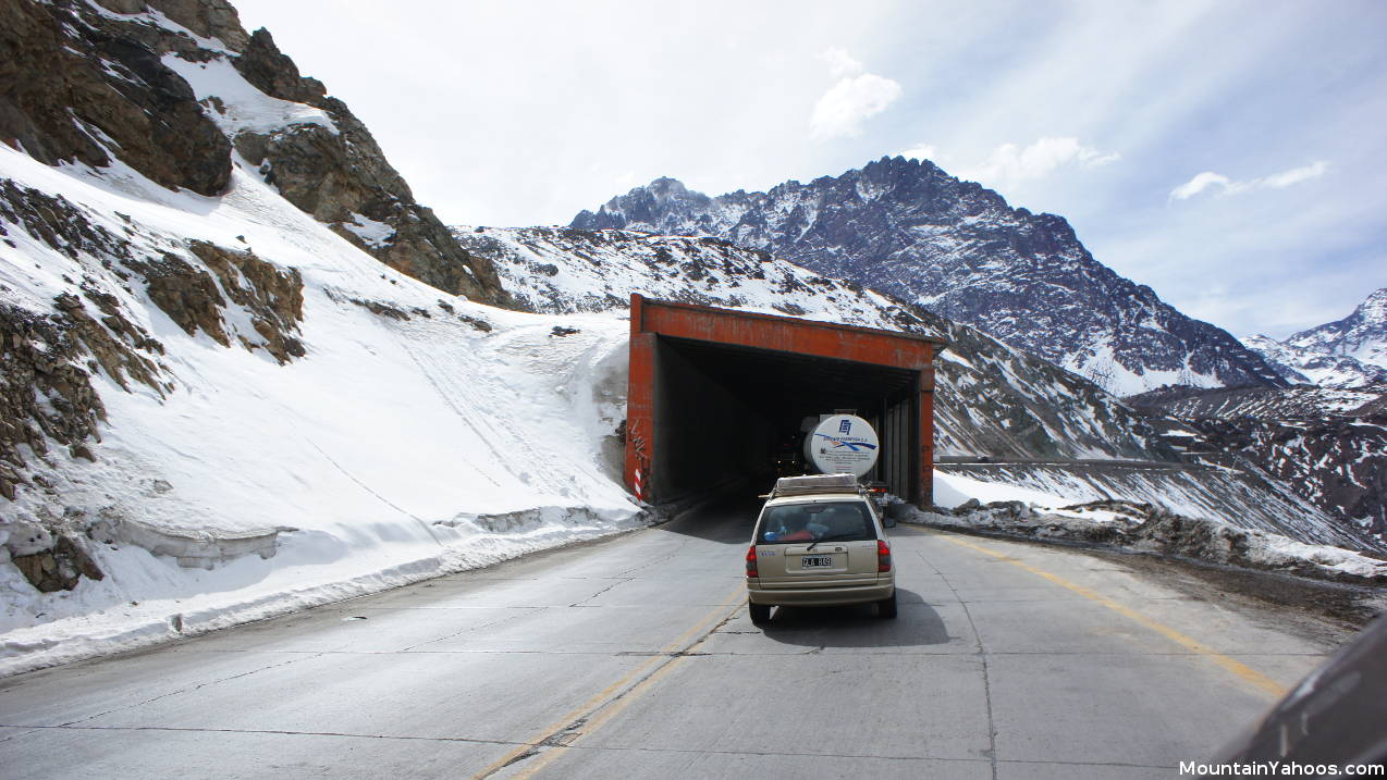 Highway 60 on the way to Portillo - Avalanche sheltered road