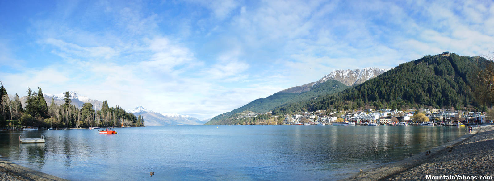 Lake and mountain view from Queenstown beach