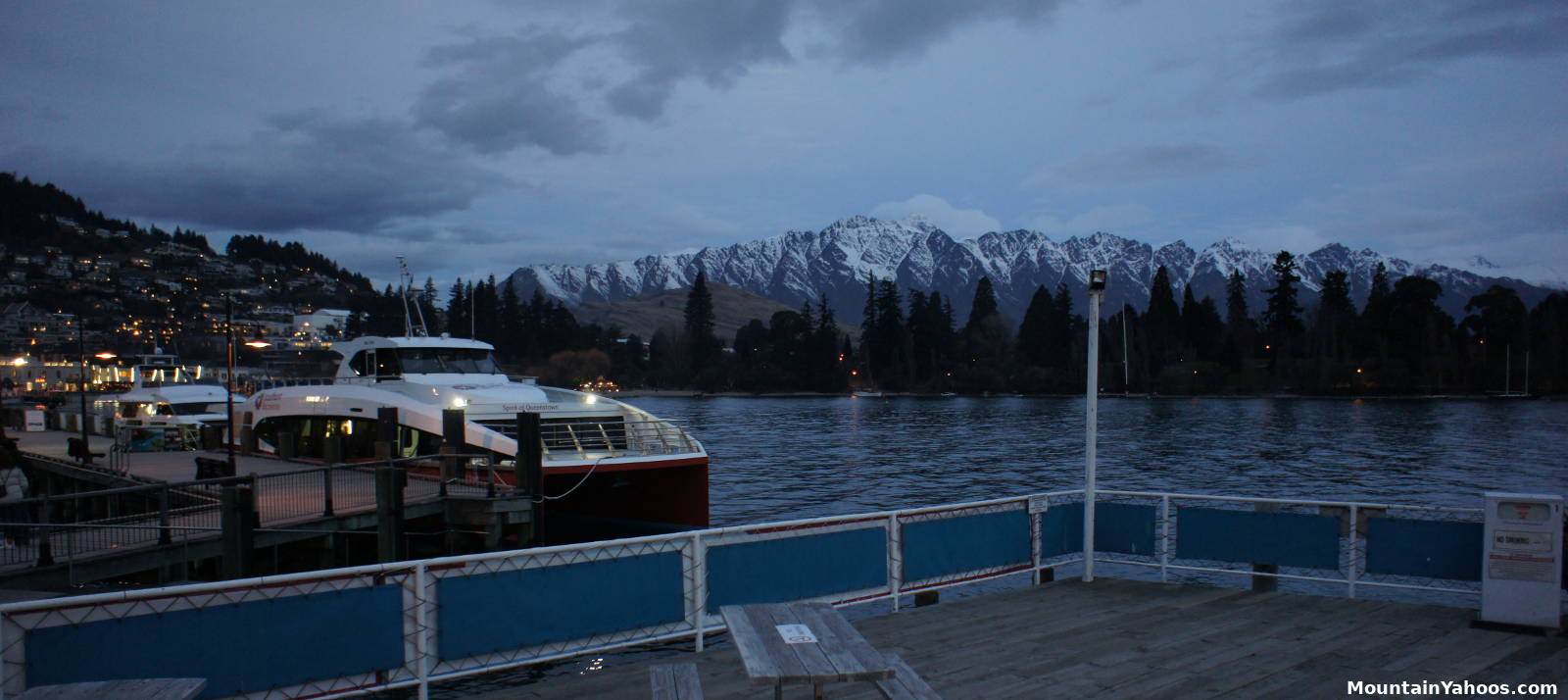 Queenstown New Zealand wharf at night