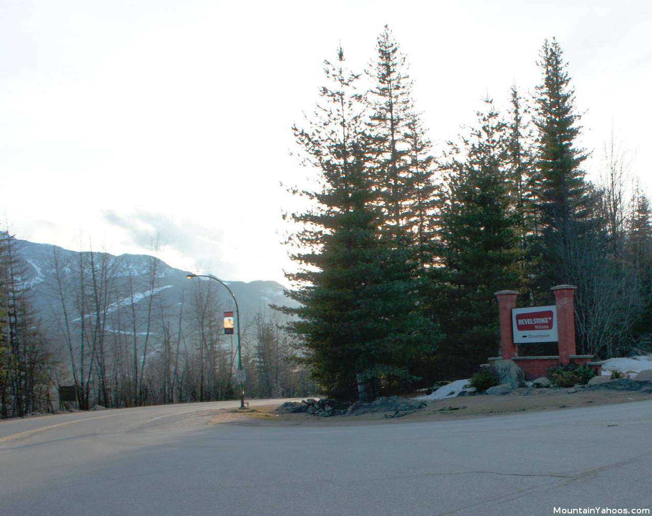 Highway turn-off to the town of Revelstoke