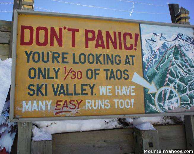 Taos NM Ski Valley Dont Panic Sign