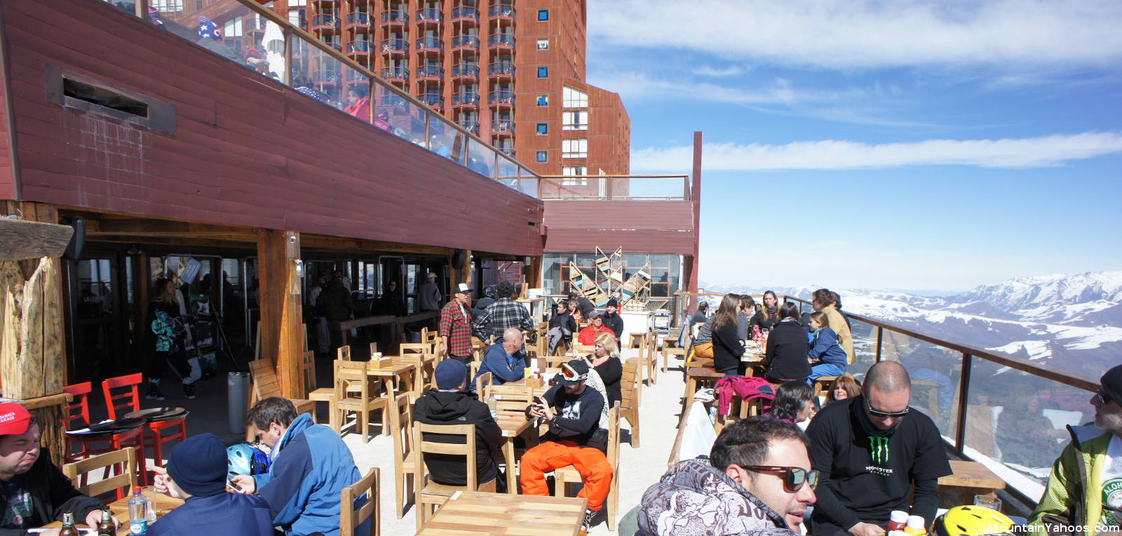 Apres Ski at Valle Nevado Hotel Puerta del Sol patio