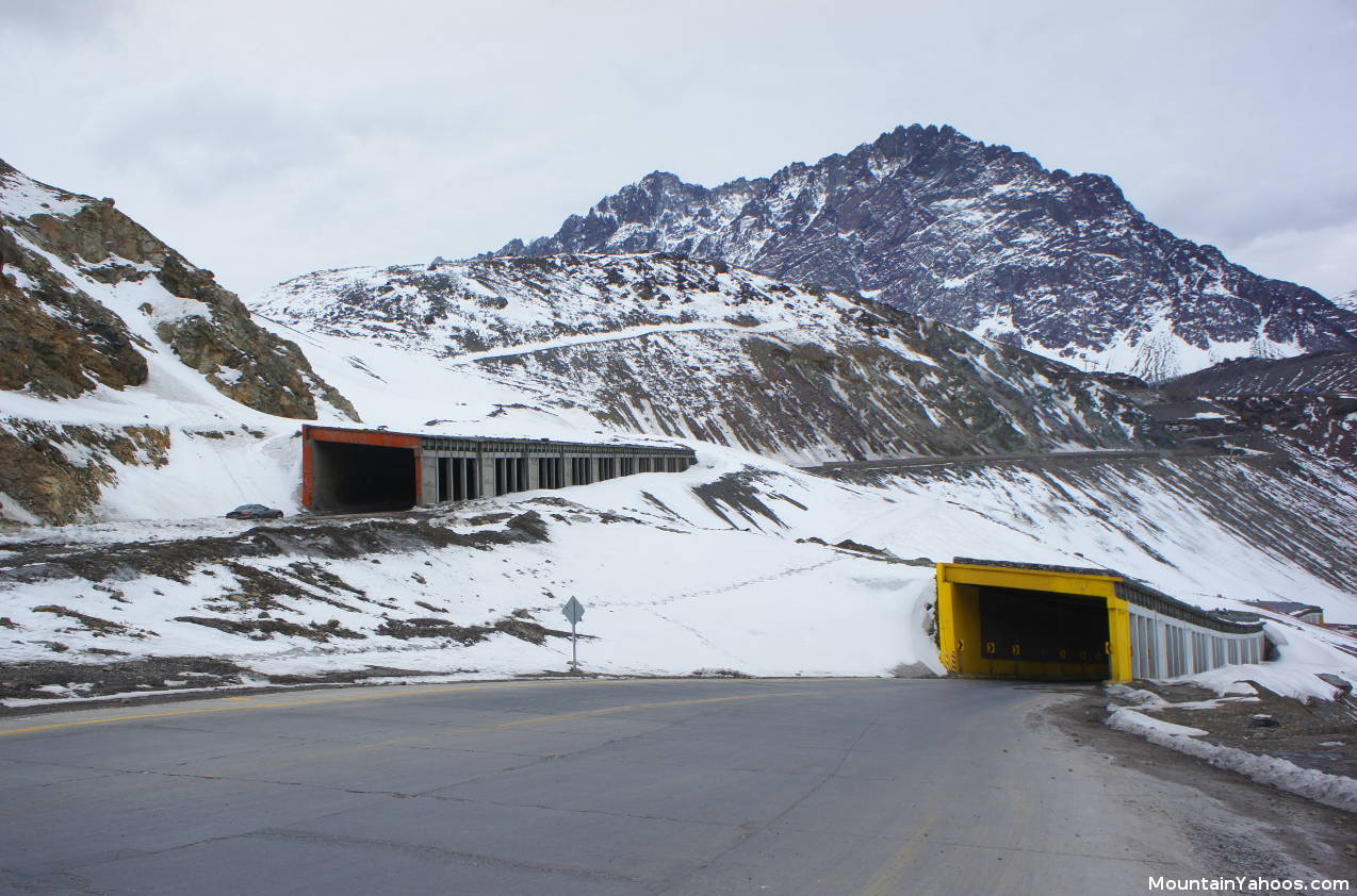 Camino A Farellones on the way to Valle Nevado - Avalanche sheltered road